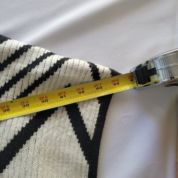Chico’s Flowy Fringe Poncho Wrap Sweater – White & Black, One Size - Picture 15 of 16